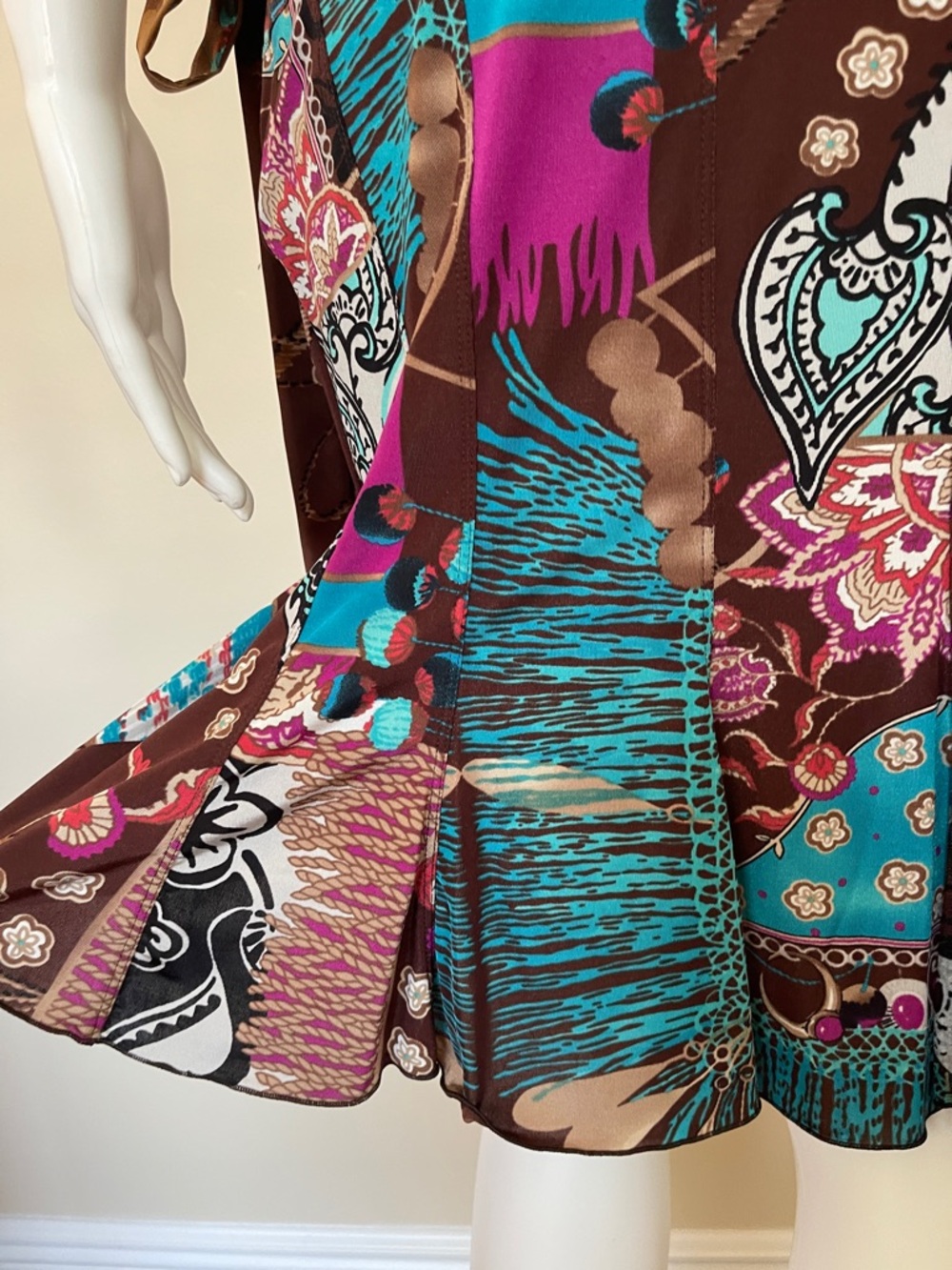 Brown Floral Print Tie-Waist two piece Dress - Picture 9 of 16